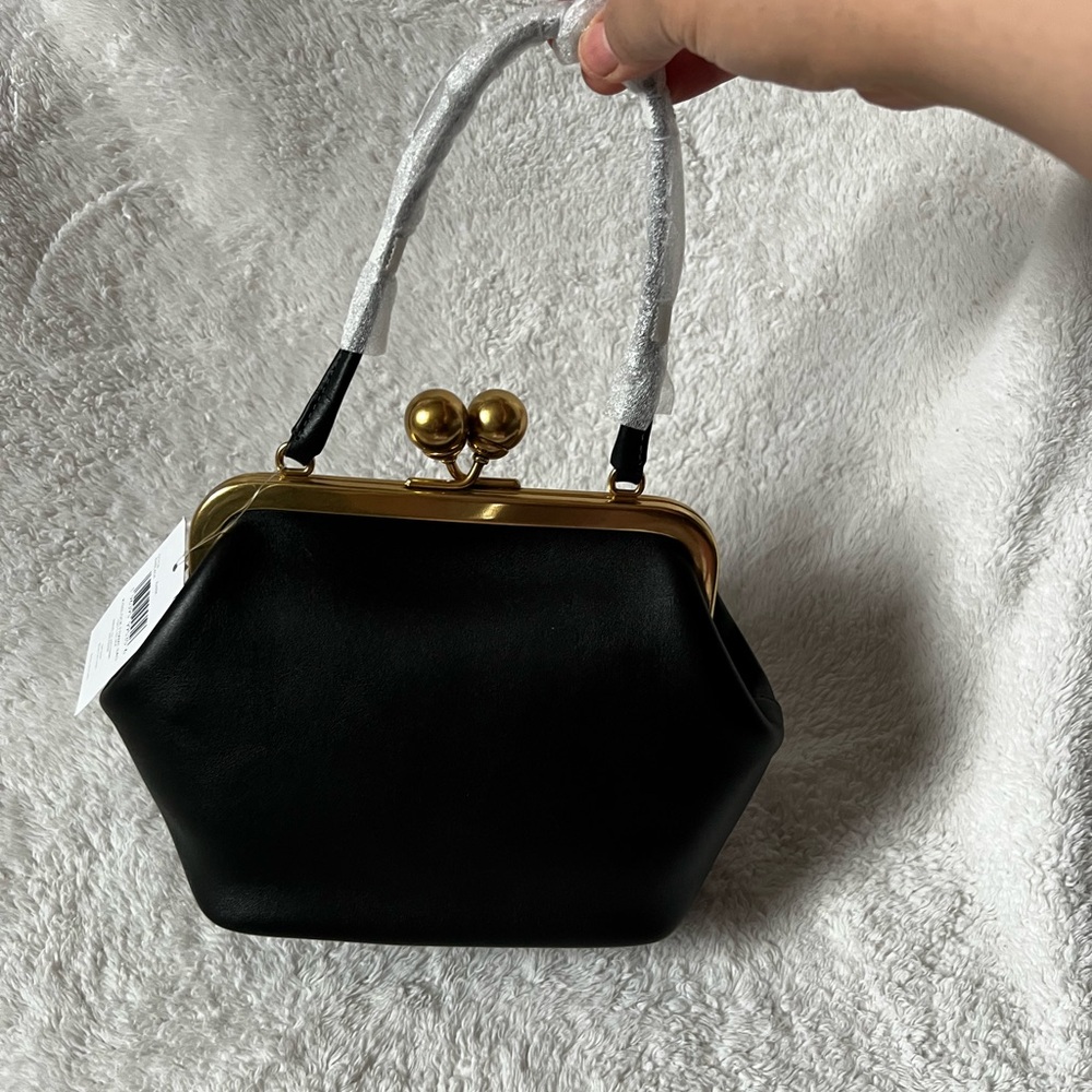 Black Coach Kisslock 16 Frame Bag with Gold Accents - Picture 3 of 5